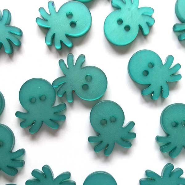 TGB2134 Blue Octopus Sewing Buttons - 15mm
