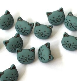 Textile Garden TGB2256 Matte Green Blue Cats Sewing Buttons - 12mm