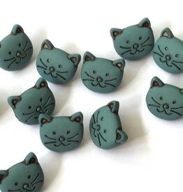 TGB2256 Matte Green Blue Cats Sewing Buttons - 12mm