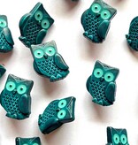 TGB4726 Greeny Blue Owl Sewing Buttons - 15mm