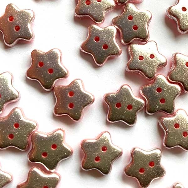 TGB4512 Star Pink & Silver Sewing Buttons - 12mm