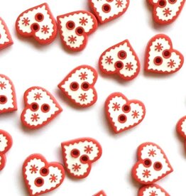 Textile Garden TGB4248 Red Heart White Center 12mm