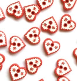 Textile Garden TGB4248 Red Heart White Center Sewing Buttons - 12mm