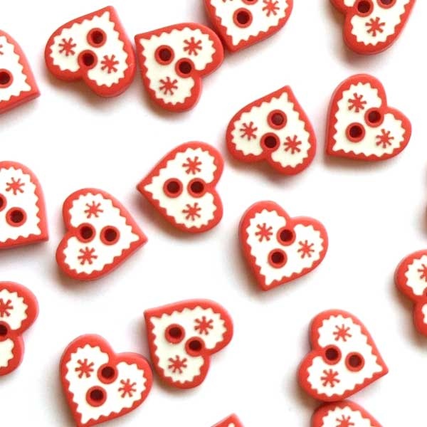 Textile Garden TGB4248 Red Heart White Center 12mm