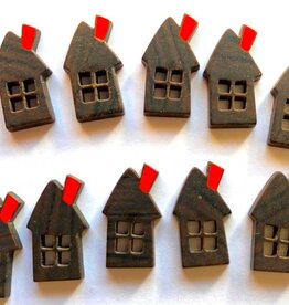 TGB4539 Brown House Orange Chimney Sewing Buttons - 18mm