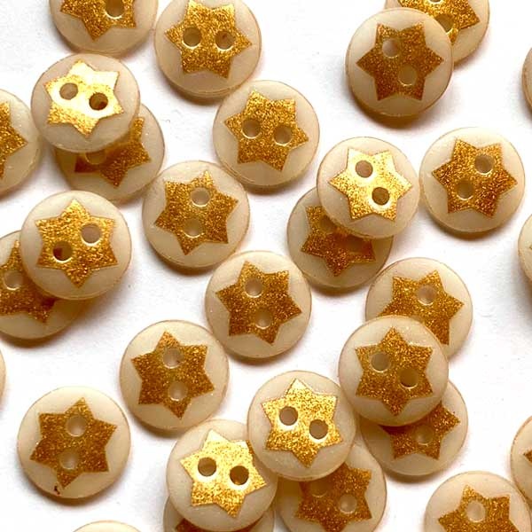 TGB4305 Off White Gold Star Sewing Buttons - 12mm