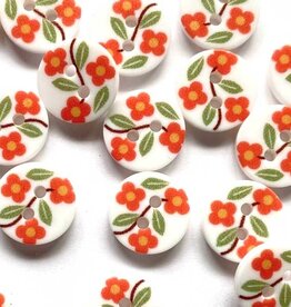 Textile Garden TGB4722 White With Flowers Sewing Buttons - 12mm