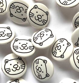 TGB4440 White With Black Cat Sewing Buttons - 15mm