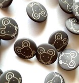 Textile Garden TGB4510 Grey Off White Mouse Sewing Buttons - 15mm