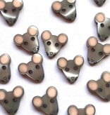 Textile Garden TGB3040 Grey Mice Pink Ears Sewing Buttons - 12mm
