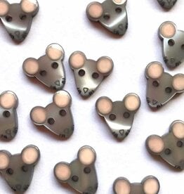 TGB3040 Grey Mice Pink Ears Sewing Buttons - 12mm
