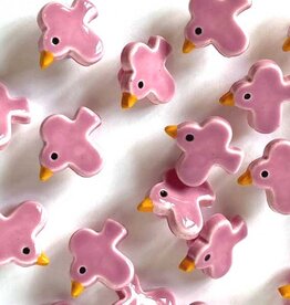 TGB5625 Glossy Pink Bird Sewing Buttons - 12mm