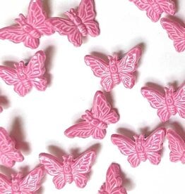 TGB5479 Pink Butterfly Sewing Buttons - 15mm