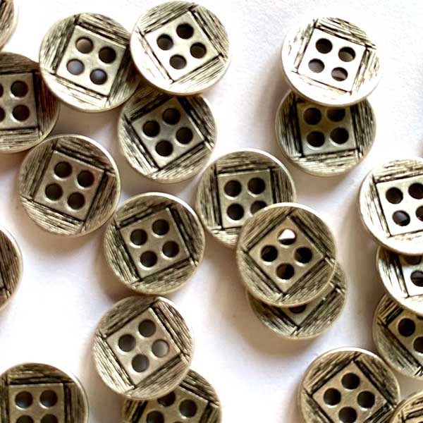 TGB5103 Silver Metal Square Center Sewing Buttons - 10mm