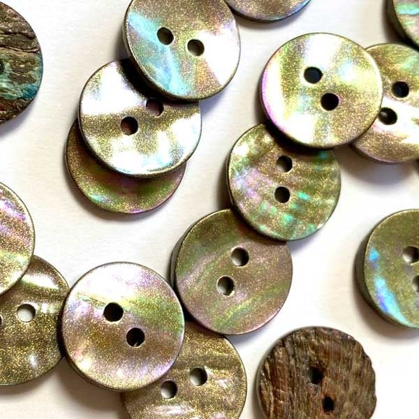 Textile Garden TGB5547 White Gold Abalone Shell Sewing Buttons - 15mm