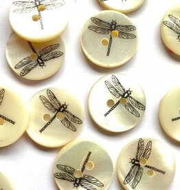 Textile Garden TGB2081 Off White Shell With Black Dragonfly 18mm