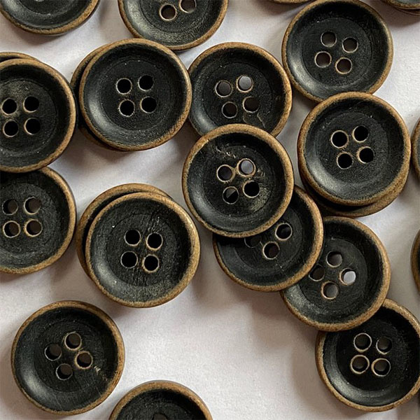 TGB5393 Matte Black Horn Burnt Edge Sewing Buttons - 15mm
