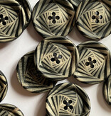 TGB5606 Black Horn Leaf Design Sewing Buttons - 23mm
