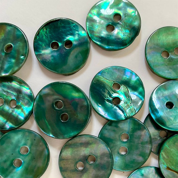 TGB5678 Blueish Green Abalone Shell Sewing Buttons - 15mm