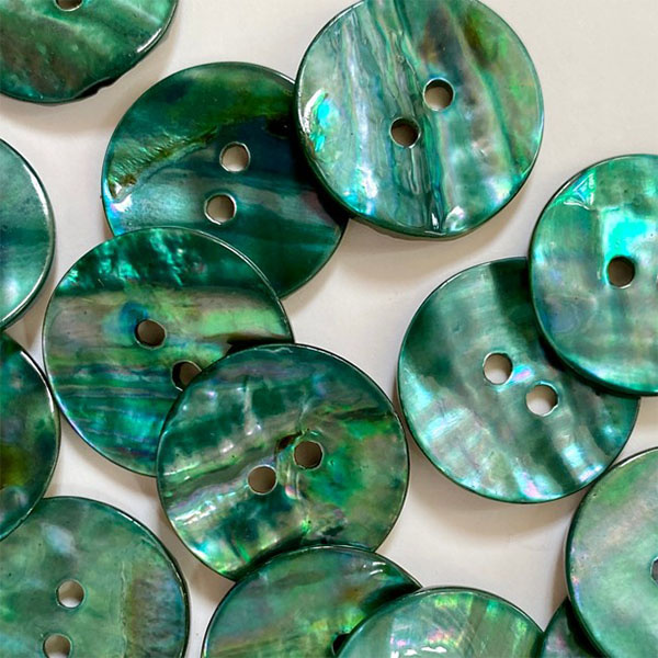 TGB5677 Blueish Green Abalone Shell Sewing Buttons - 20mm
