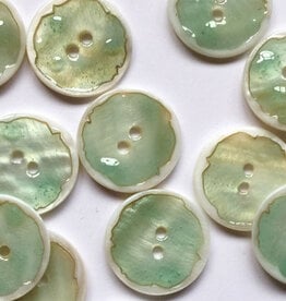 TGB3975 Shell Transparent Green Sewing Buttons - 22mm