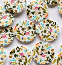 Textile Garden TGB4391 White Speckles Terrazzo Sewing Buttons - 22mm