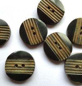 TGB2973 Black Horn Serrated Center Sewing Buttons - 25mm