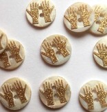 Textile Garden TGB2766 White Shell Gold Glitter Hands 12mm