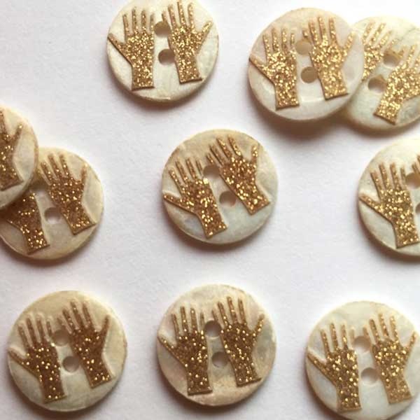 Textile Garden TGB2766 White Shell Gold Glitter Hands 12mm