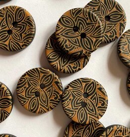 TGB4803 Black Horn Leaf Sewing Buttons - 18mm