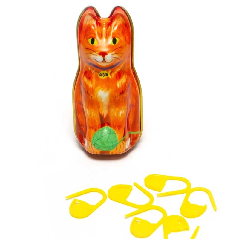 Degen Degen Orange Cat Tin - Stitch Markers