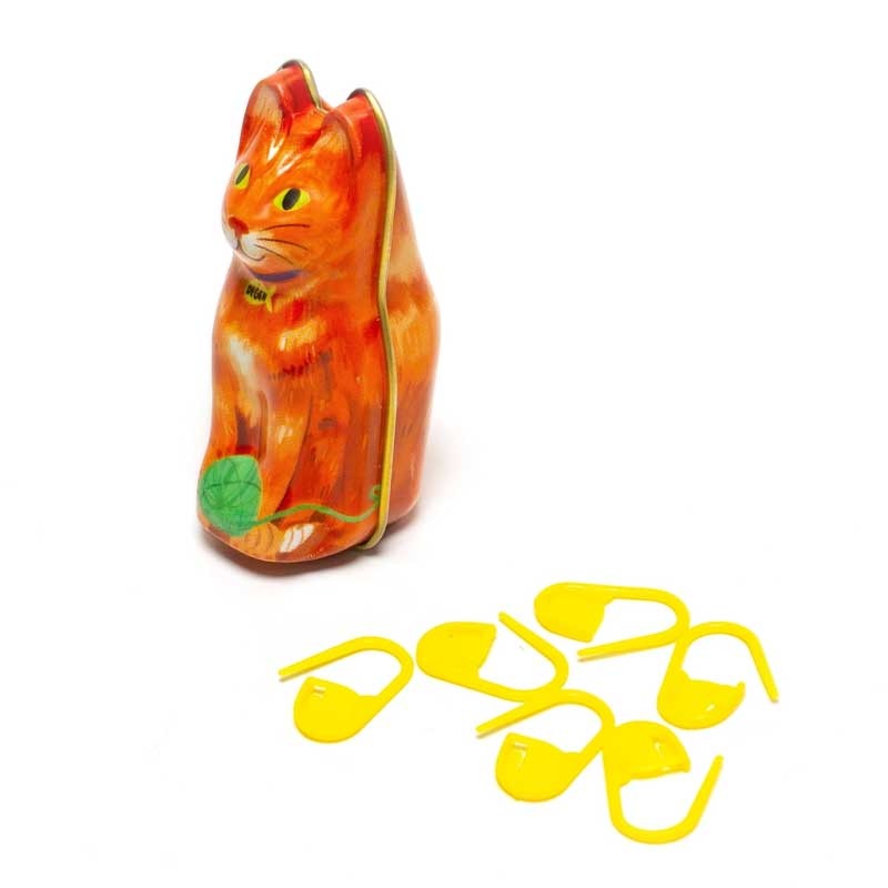 Degen Degen Orange Cat Tin - Stitch Markers