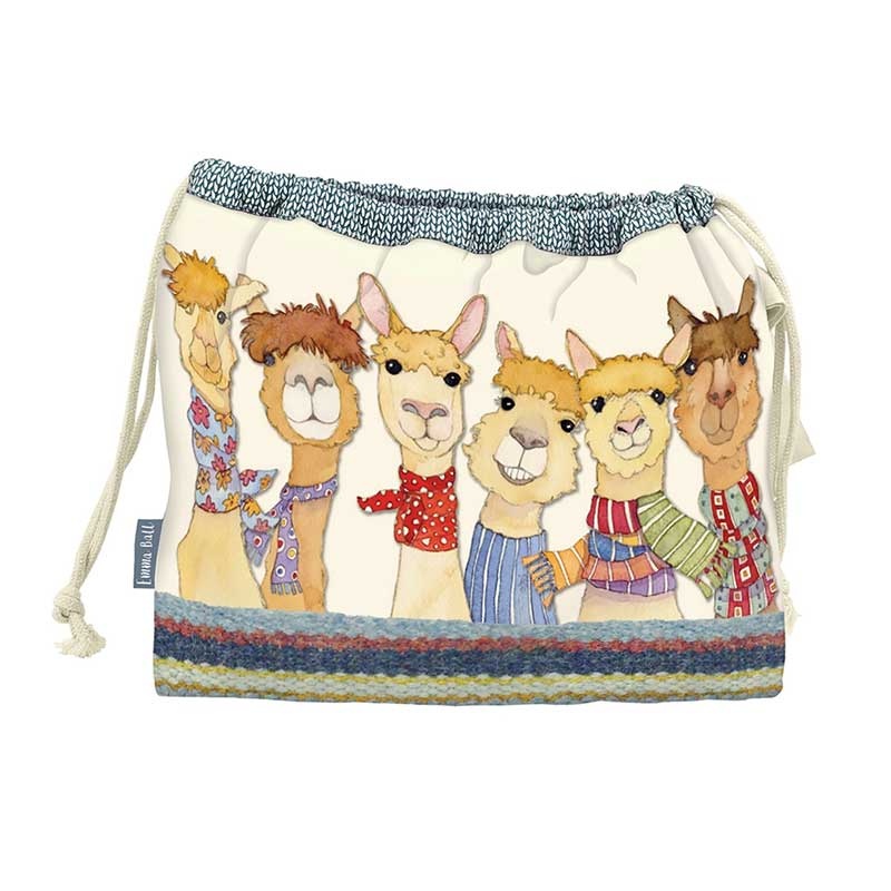 Emma Ball Happy Alpaca Drawstring Bag