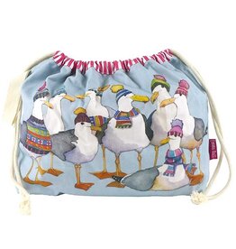 Emma Ball Seagulls in Beanies Drawstring Bag