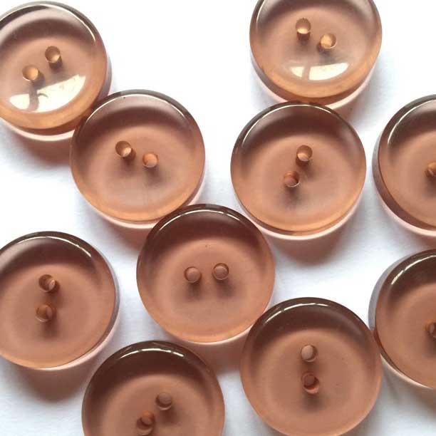 TGB3004 Peach Transparent Concave Sewing Buttons - 20mm