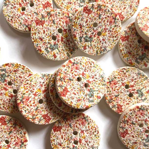 Textile Garden TGB5749 Pink, Yellow, Green Speckles Sewing Buttons - 22mm