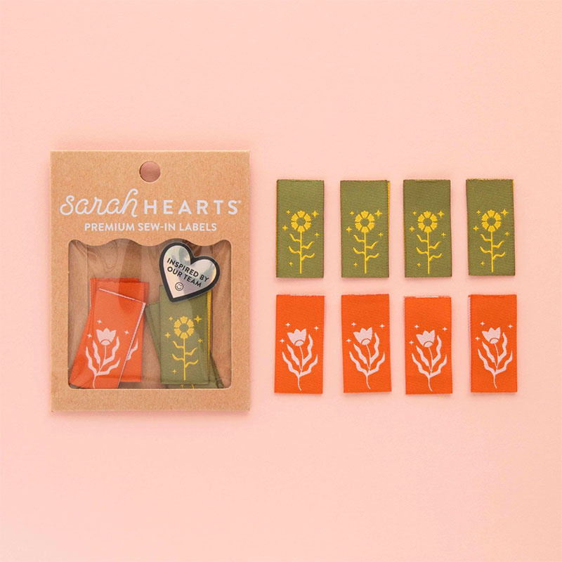 Sarah Hearts Floral Design Woven Labels