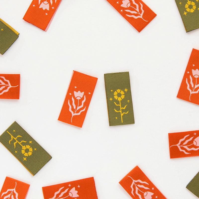 Sarah Hearts Floral Design Woven Labels