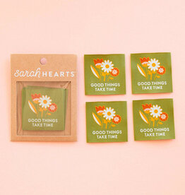 Sarah Hearts Good Things Take Time Woven Labels