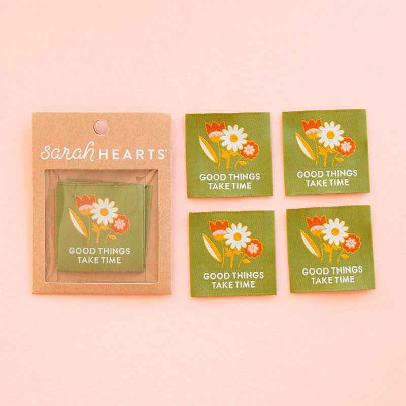 Sarah Hearts Good Things Take Time Woven Labels