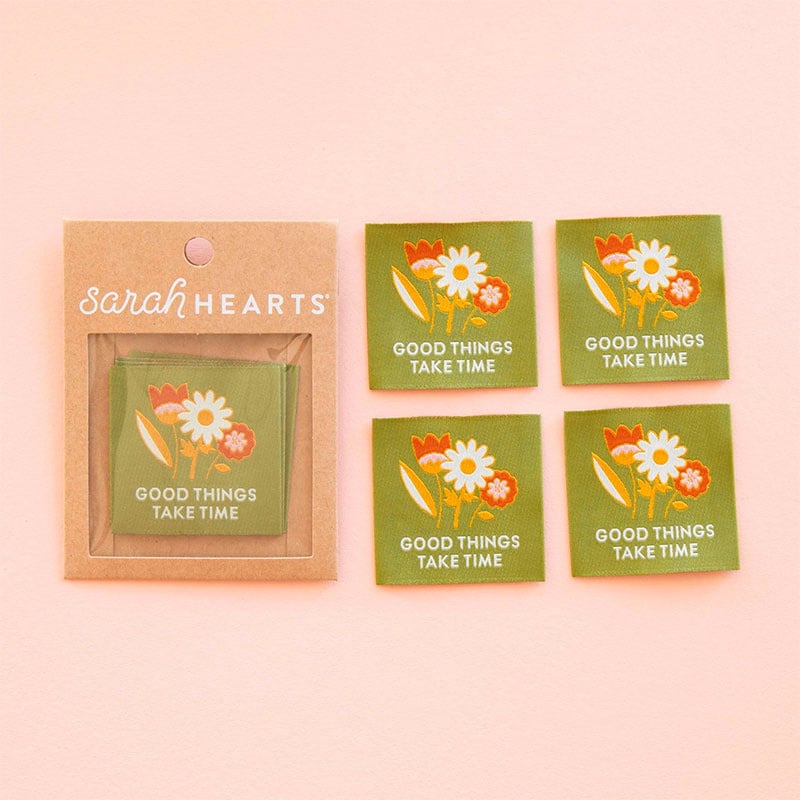 Sarah Hearts Sarah Hearts Good Things Take Time Woven Labels