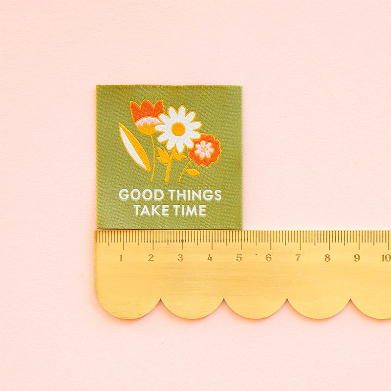 Sarah Hearts Good Things Take Time Woven Labels