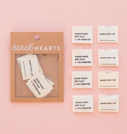 Sarah Hearts Hand Wash Dry Flat Organic Cotton Labels