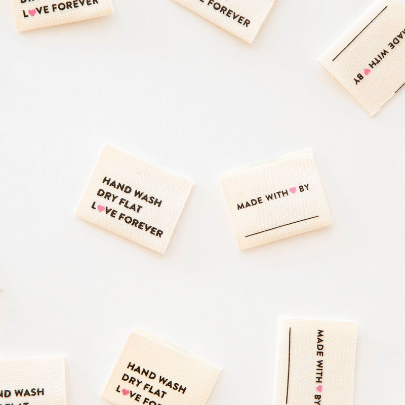 Sarah Hearts Hand Wash Dry Flat Organic Cotton Labels