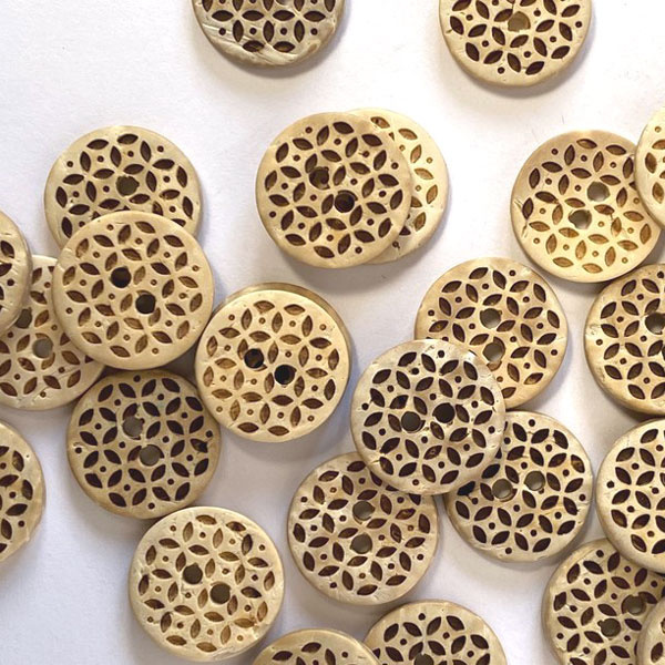 Textile Garden TGB5322 Coco Shell Cutwork Sewing Buttons - 15mm