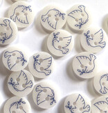 TGB5705 Off White Blue Peace Bird Sewing Buttons - 12mm