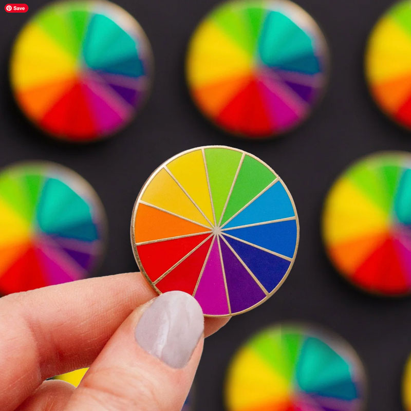 Gray Muse Rainbow Color Wheel Enamel Pin