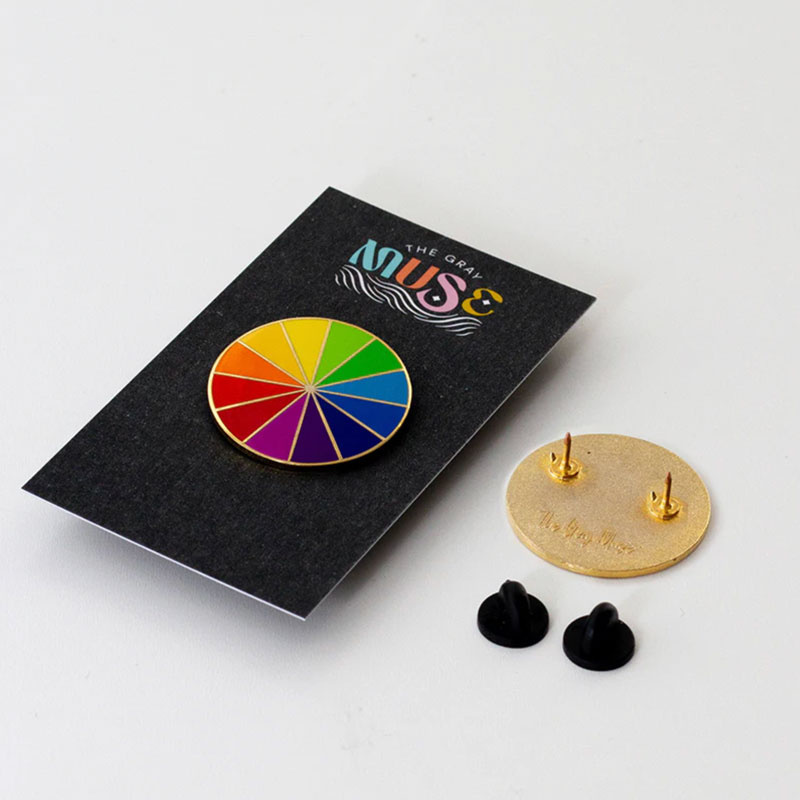 Gray Muse Rainbow Color Wheel Enamel Pin