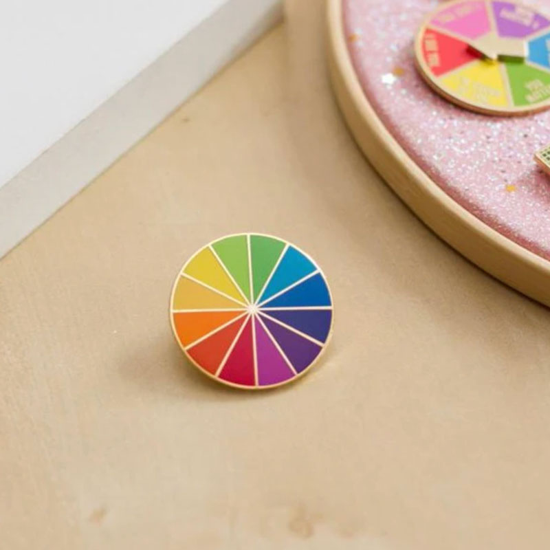 Gray Muse Rainbow Color Wheel Enamel Pin