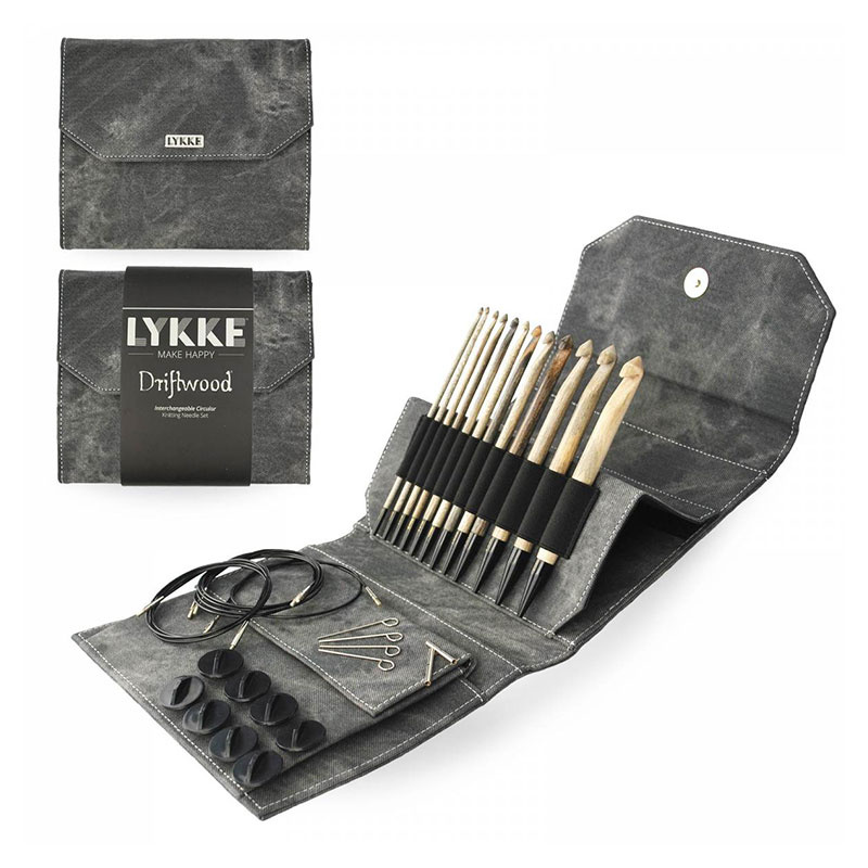 Lykke Lykke Driftwood 6" Interchangeable Tunisian Crochet Set - Grey Denim